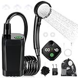 Spopal Portable Shower for Camping, [Long-Lasting] 6000mAh Rechargeable Camping Shower with Intelligent LED Display, 4 Spray Modes, IPX7 Waterproof Outdoor Camp Pump for Hiking, Travel, Car, Pet(Bk)
