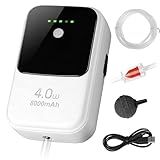 Live Bait Aerator Silent Dual Operating Mode Rechargeable Aerator for Fish, Large Capacity Aquarium Air Pump with Universal Clip for Most Bait Buckets (4W 8000mAh(1 Hoses))