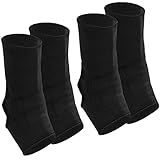 Geyoga 2 Pairs Muay Thai Ankle Support Compression Ankle Sleeve Boxing Foot Braces for Men Breathable Women Foot Wraps Support for Martial Arts Kickboxing Gym Running, L Size(Black)