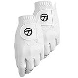 TaylorMade Golf STRATUS TECH GLOVE 2-PACK (WHITE, LEFT HAND, LARGE), WHITE(LARGE, WORN ON LEFT HAND)