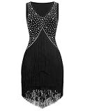 Rhinestones Fringe Tassel Latin Dance Dress for Women Competition Dance Costumes Latin Dresses for Ballroom Dress Tiered Flapper Dresses 1920s Cocktail Party Samba Tango Salsa Dancing Outfit Black L