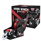 TYT 3500LB Boat Trailer Strap Winch with 10M Red Strap, Sturdy Long-Lasting Gear Hand Crank Winch, Operated Two Way Ratchet Manual Winches for Towing Pulley Boat Trailer Truck RV Jet Ski Marine Winch