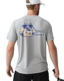 Fjalljós Pickleball Shirts for Men - UPF 50+ Quick Dry Athletic Graphic Tee Performance Short Sleeve T-Shirt Gift for Pickleball Players (Palm Paradise Play/Gray-M)