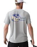 Fjalljós Pickleball Shirts for Men - UPF 50+ Quick Dry Athletic Graphic Tee Performance Short Sleeve T-Shirt Gift for Pickleball Players (Palm Paradise Play/Gray-M)