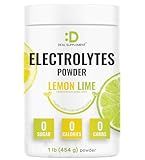 Electrolytes Powder, 1lb (69 Servings) – No Sugar, Lemon Lime – Hydration Supplement Drink Mix – High Potassium 1,000mg Per Serving, Manganese & Magnesium – Natural Hydration & Energy – Keto Friendly