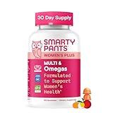 SmartyPants Women's Multivitamin Gummies, Omega 3 DHA/EPA, Methylfolate, CoQ10, Vitamin D3, C, B12, B6, A, K, Zinc, Three Fruit Flavors, 90 Count (30 Day Supply)