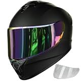 AUBOA Motorcycle Helmets for Adult Men Women, Full Face Lightweight Street Bike Racing DOT Helmet with Extra Clear Visor Model AU-T801 Matte Black, Large