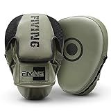 Boxing Pads for Men, Women, & Kids, Leather Focus Mitts for Martial Arts, Boxing Training, Curved Punch Mitts for Karate, Kickboxing,Muay Thai, Taekwondo Olive Green