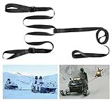 Heavy Duty Snowmobile Tow Straps, Long Reinforced Emergency Gear ATV Tow Rope with Two Hooks 3 Point Strips, Sled Pulling Straps for Ski Snowboard Accessories Kit