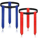 2PCS Flag Football Belts,Adjustable Flag Football Set with Belt and Flags for Kids Youth and Adults Training Equipment Capture the Flag Rugby Football Flags for Players Competition