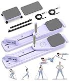 Pilates Board, 12 in 1 Mini Plilates Reformer Set, Multifuncional Portable Pilates Reformers Board for Home Workout, Free Combination 100+ Exercise Mode (Purple)