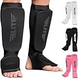 MMA Shin Pads for Muay Thai and Kickboxing, Protective Shin Guards with Instep Guard for Sparring and Training, for Adults, Kids, and Youth