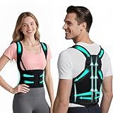 Back Brace Posture Corrector for Men & Women, Upgraded Full Back Support with Adjustable Shoulder Straightener and Waist Support Straps, Breathable Back Brace for Office Work, Long Sitting & Daily Wear, Comfortable Posture Support for Upper & Lower Back Medium
