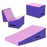 FDW Gymnastics Mat Incline Indoor/Outdoor Tumbling Mats yoga mat for Home Gym Folding Exercise Mat with Non-Slip Surface & Handles Cheese Wedge Mat