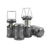 Lichamp LED Camping Lantern, 4 Pack Battery Powered Flashlight for Power Outages, Portable Collapsible Hanging Light Essential for Home, Outdoor, Emergency Lamp Survival Kit Gear for Hurricane, Gray