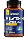 Vitacook Melatonin 20mg Vegan Tablets, Extra Strength Sleep Supplement, Non-Habit Forming, Support The Body’s Natural Sleep Cycle, 120 ct