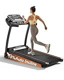 Treadmills for Home, 0-15% Auto Incline, 3.0HP Folding Treadmills for Running Walking with 300 LBS Weight Capacity, Bluetooth & Heart Rate Sensors, Hydraulic Folding