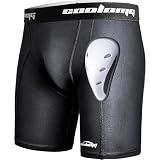 COOLOMG Mens Compression Shorts with Athletic Cup Baseball Football Black