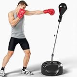 Punching Bag with Stand, Boxing Bag for Teens & Adults -Improves Speed, Reflexes and Endurance - Height Adjustable for Training, Boxing Equipment, Stress Relief and Fitness Speed Bag