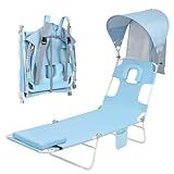 Backpack Beach Tanning Chair with Canopy Sun Shade & Face Hole, 6 Position Folding Lounge Sun Chair for Adults Outside Reading Sunbathing Poolside Camping Lawn, UPF 50+, Patent Design