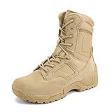 NORTIV 8 Mens Military Tactical Work Boots Hiking Side Zip Leather Outdoor Motorcycle Combat Boots Response,Size 9,Sand