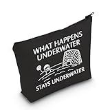 POFULL Water Polo Gifts Water Polo Player Gift What Happens Underwater Stays Underwater Cosmetic Bag (Stays Underwater black bag)