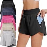 BALENNZ 5 Pack Womens Athletic Shorts with Pockets Workout Running Shorts,M