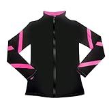 JoyCan Girls Ice Skating Jackets Women Stripes Training Practice Figure Skating Tops Fleece.