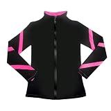 JoyCan Girls Ice Skating Jackets Women Stripes Training Practice Figure Skating Tops Fleece.
