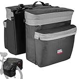 KEMIMOTO Bike Bag Panniers with Rain Cover, 34L Waterproof Bicycle Saddle Bag for Rear Rack Mountain Biking Bags Storage, Ebike Accessories for Commuter Grocery Shopping Travel Carrier, Grey