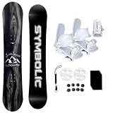 Symbolic Knotty Kid Youth Snowboard & Bindings & Leash & Stomp Pad Package (Bindings White XS (fits 1-6 Kids), 140cm Snowboard Knotty)