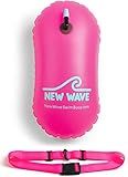 New Wave Swim Bubble (Pink) for Open Water Swimmers and Triathletes - Be Bright, Be Seen & Be Safer with New Wave While Swimming Outdoors with This Safety Swim Buoy Tow Float (Pink)