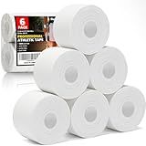 Professional 6 Pack White Athletic Sports Tape - 1.5 Inch × 27 Feet Per Roll | Total 162 Feet, Very Strong Easy Tear No Sticky Residue Wrist Ankle Tape for Football Climbing Soccer Gymnastics Injuries
