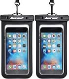 Hiearcool Waterproof Phone Pouch, Universal Case Compatible for iPhone 17 16 15 14 13 Pro Max Plus Up to 8.3", IPX8 Beach Travel Essentials-Black-2 Pack