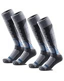 WEIERYA Ski Sock Merino Wool Ski Socks Mens Womens Skiing & Snowboarding Socks, Over The Calf, Grey X-Large 2 Items