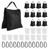 AiVeUao 12 Pack Sandbags Weight Bags for Photography Equipments, Photography Sand Weight Bags, Heavy Duty Sandbags for Backdrop Stand, Outdoor Canopy, Photo Tripod,Pop up Tent, Umbrella Base (Black)