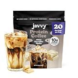 Javvy Protein Iced Coffee - Premium Whey Protein & Iced Coffees, 100% Natural Cold Brew, Zero Artificial Flavors & Sweeteners, 80mg Caffeine, No Added Sugar, 20 Servings, White Chocolate Mocha, 1 Pack