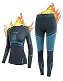 NOOYME Thermal Underwear for Women Long Johns Thermal Base Layer Black-blue