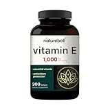 NatureBell Vitamin E 1,000 IU Per Serving - 300 Softgels - Antioxidant Supplement for Skin, Heart & Brain Health Support - High Bioavailability* - Gluten-Free & Non-GMO