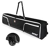 DAFISKY Ski Bags for Air Travel - Ski Bag with Wheels Fit Single Snowboard or Double Skis up to 175 or 190 cm All-Round Padded Protection for Boots, Helmet, Skiing Gear, Black