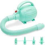 FBSPORT Air Pump for Inflatable Mat Green, Electric Air Pump 600W with 4 Nozzles, Portable and Fast Inflation AC110-120V, Suitable for Air Mat Float Dock Inflatable Beds