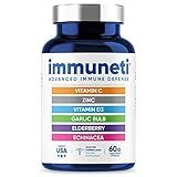 Immuneti Advanced Immune Support – Doctor Formulated 6-in-1 Daily Immunity Supplement – Made in USA – With Vitamin C, D3, Zinc, Elderberry, Garlic & Echinacea - Vital Nutrients & Antioxidants (1)