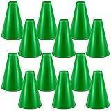 Woanger 12 Pieces Cheer Megaphone for Party Favors Sports Cheers Party Noisemaker DIY Plastic Megaphone for Sports Match Mardi Gras Outdoor Activities(Green)
