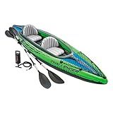 INTEX Challenger Inflatable Kayak Series: Includes Deluxe 86in Kayak Paddles and High-Output Pump – SuperStrong PVC – Adjustable Seat with Backrest – Removable Skeg – Cargo Storage Net