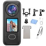 4K Action Camera, 3.5Hrs Battery Life Body Camera Hands-Free Recording, IPX6 Waterproof Portable Vlogging Camera with 1.4" HD Screen, Video Recorder with WiFi for Travel, Cycling, Motorcycle, Bloggers