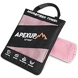 APEXUP Microfiber Travel Towel, Ultra Absorbent Quick Dry Towels, Lightweight Gym Sports Camping Towel for Workout, Yoga, Beach, Shower, Swimming (24"×12", Pale Rose)