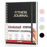 Fitness Journal Workout Planner for Women & Men, A5 (6.4" x 8.3") Workout Journal Log Book Planner Gift for Track Gym Essentials, Home Workouts, Track Progress, Achieve Wellness Goals, Black