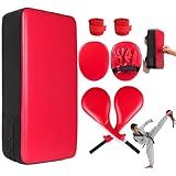 Tideme 7-in-1 Taekwondo Kick Pad Set, Boxing Training Equipment, Martial Art Kicking Pad, PU Leather Boxing Focus Pad, Target Punching Pads & Hand Wraps for Karate, Sparring, MMA, Muay Thai, Red