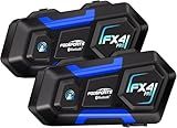 Fodsports FX4 Pro 4-Rider Motorcycle Bluetooth Intercom, 1200m Helmet Communication System, Waterproof Motorcycle Headset with Hi-Fi Music/FM Radio/Auto Call/Voice Control, Universal Pairing, 2 Pack