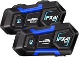 Fodsports FX4 Pro Motorcycle Helmet Bluetooth Intercom with AI Voice Control, 4 Way Helmet Headset Communication System, Hand-Free Music/Auto-Answer/FM Radio, 2 Pack